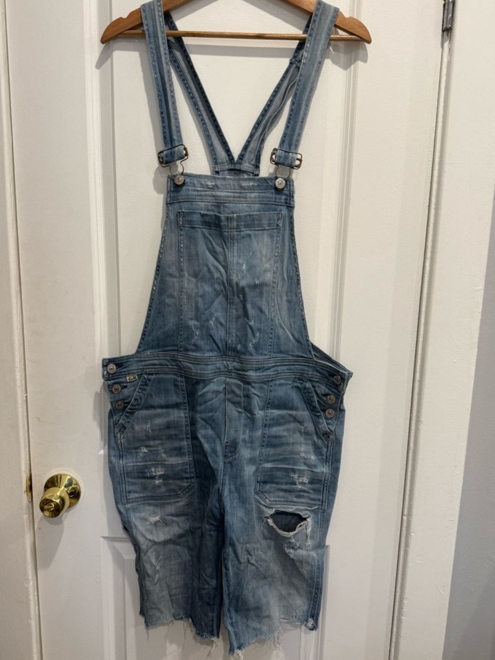 Citizens Of Humanity Light Blue Distressed Denim Overalls